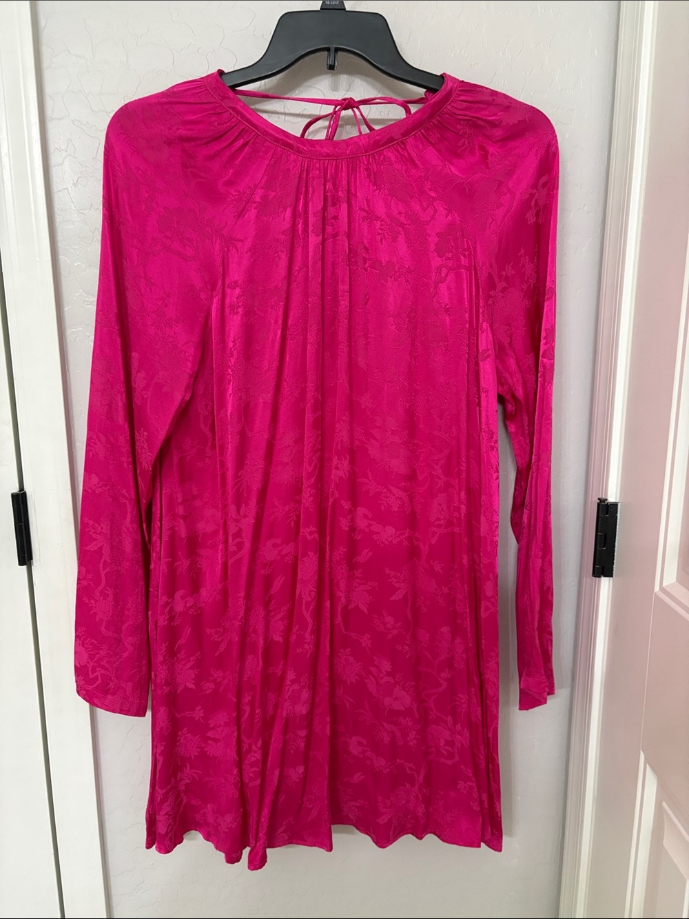 FRNCH Long-Sleeve Tie-Back Tunic in Fuchsia
